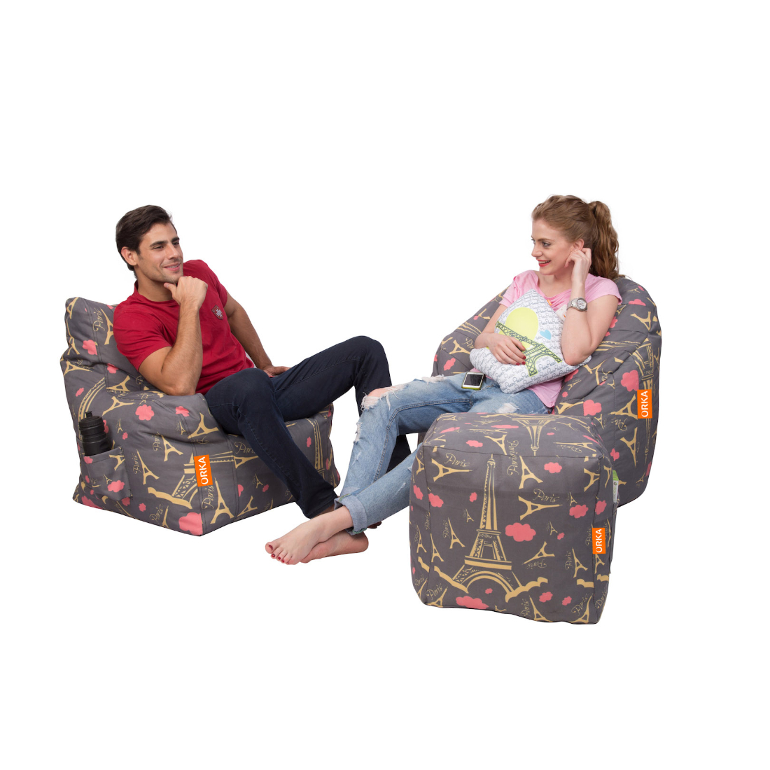 Can bean bags Combo Arm Chair, Big Boss Chair, Footstool Bean Bag (Paris)